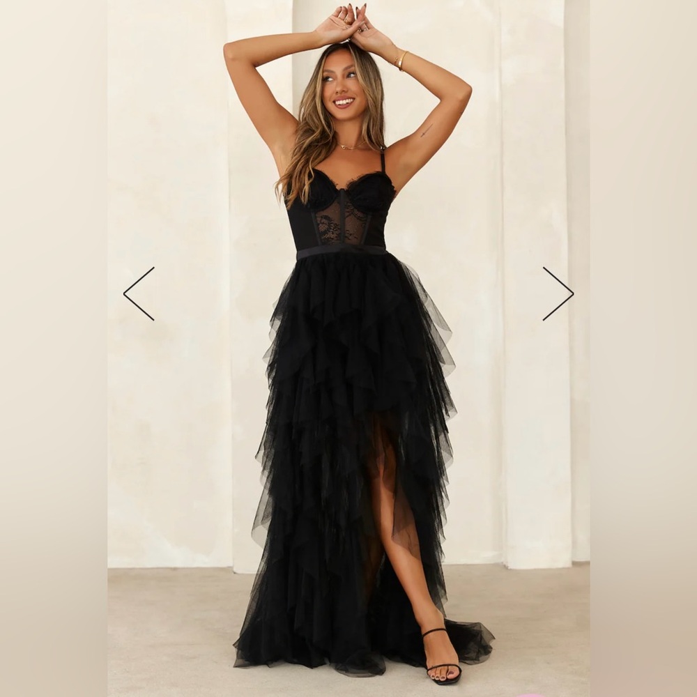 Hello Molly ELEGANTLY DRESSED TULLE MAXI DRESS BLACK